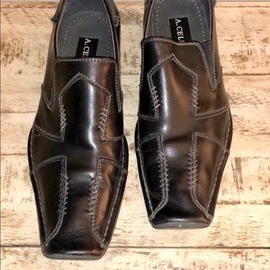 Men’s Western Costume Shoe Black Slip On Leather